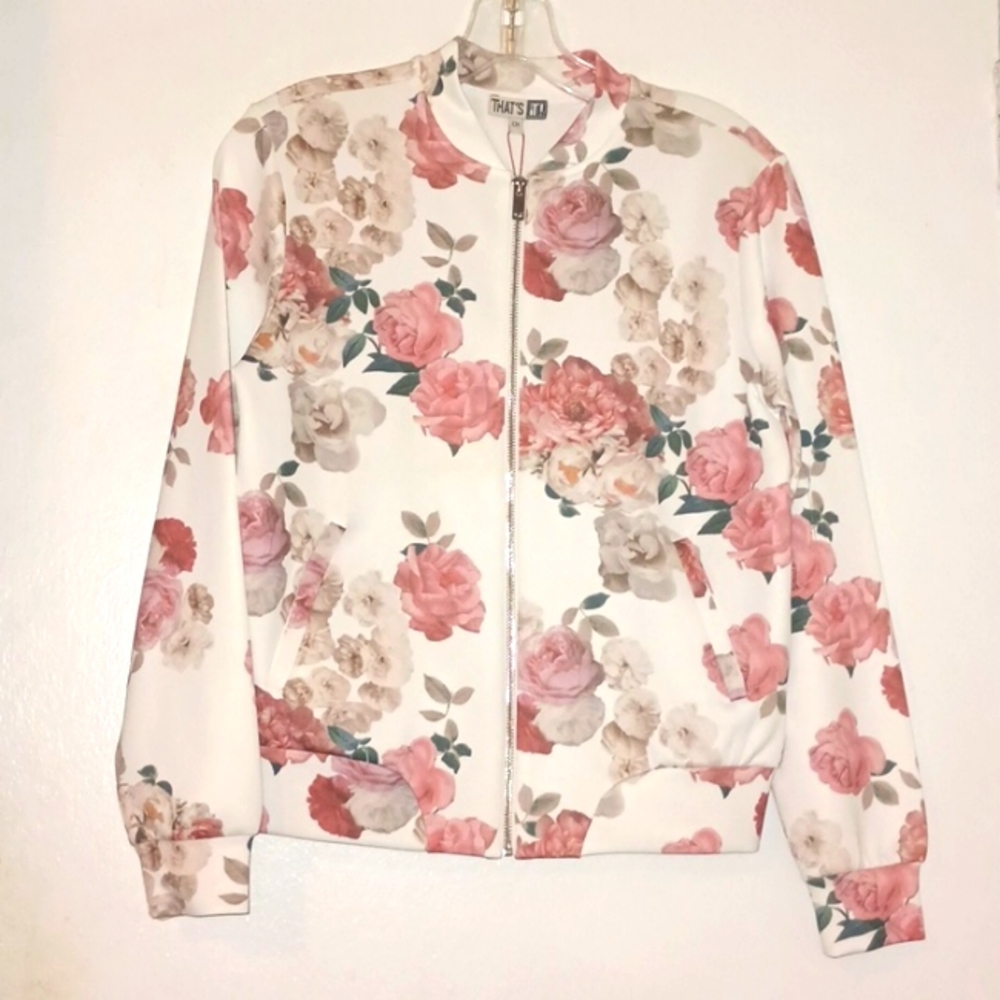 50% OFF THAT'S IT FLORAL WHITE BOMBER JACKET